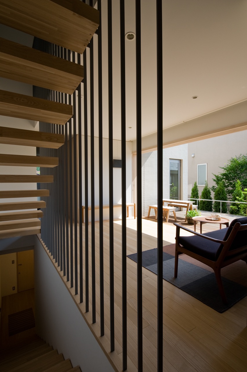 Stair from basement parking to patio   Stair from basement parking to patio